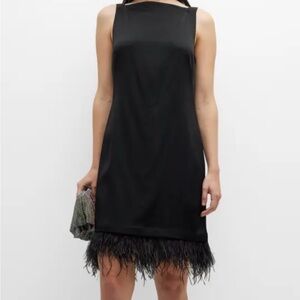Elegant Kobi Halperin Black Feather Hem Dress